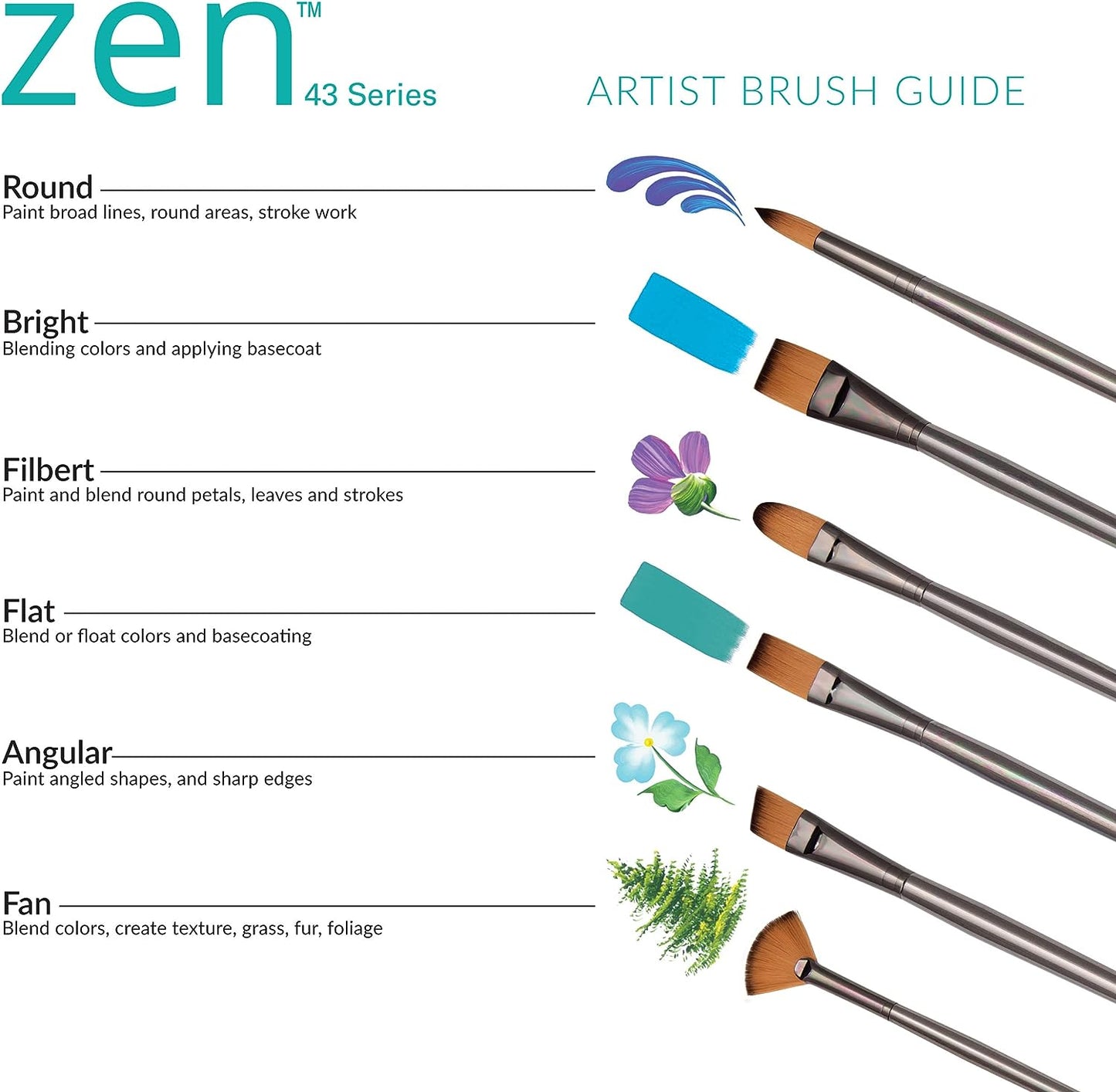 Zen 5pc Long Handle Brush Set