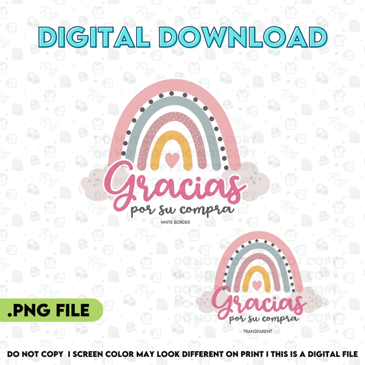 Gracias Rainbow Sticker Design - PNG File - 787 Printing Co.