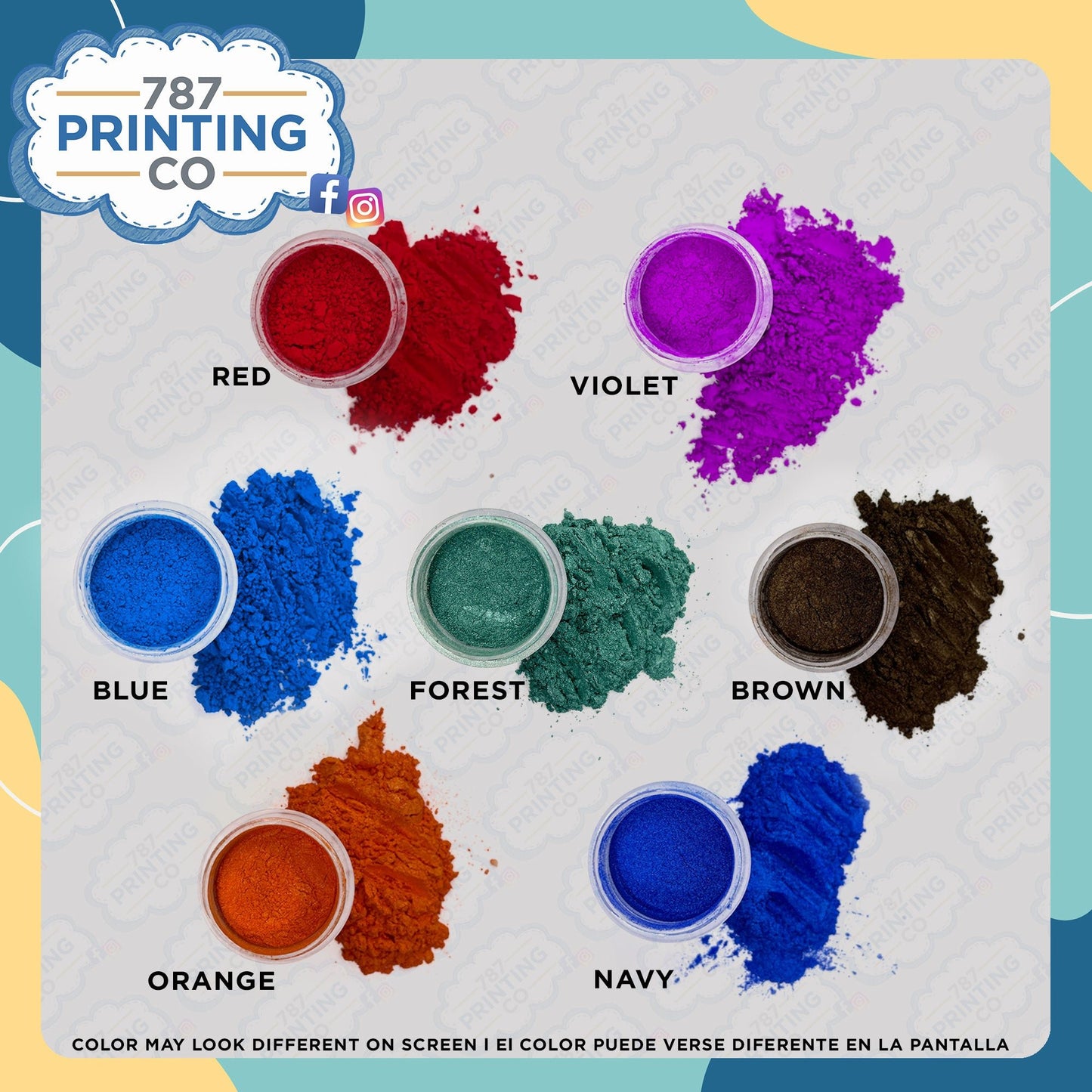 Mica Powder Pigment Kit 2 - 7 Colors - 787 Printing Co.