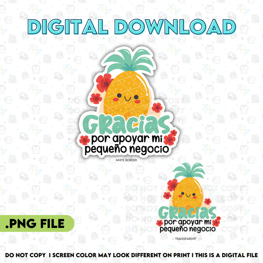Pineapple Gracias Sticker Design - PNG File - 787 Printing Co.