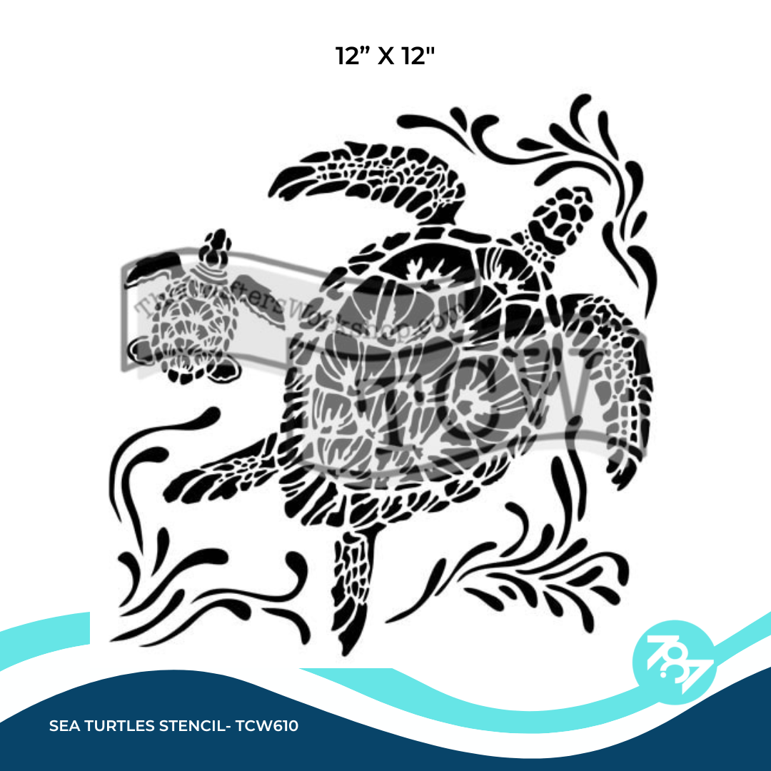 Sea Turtles Stencil 12"x12" - TCW610 - 787 Printing Co.