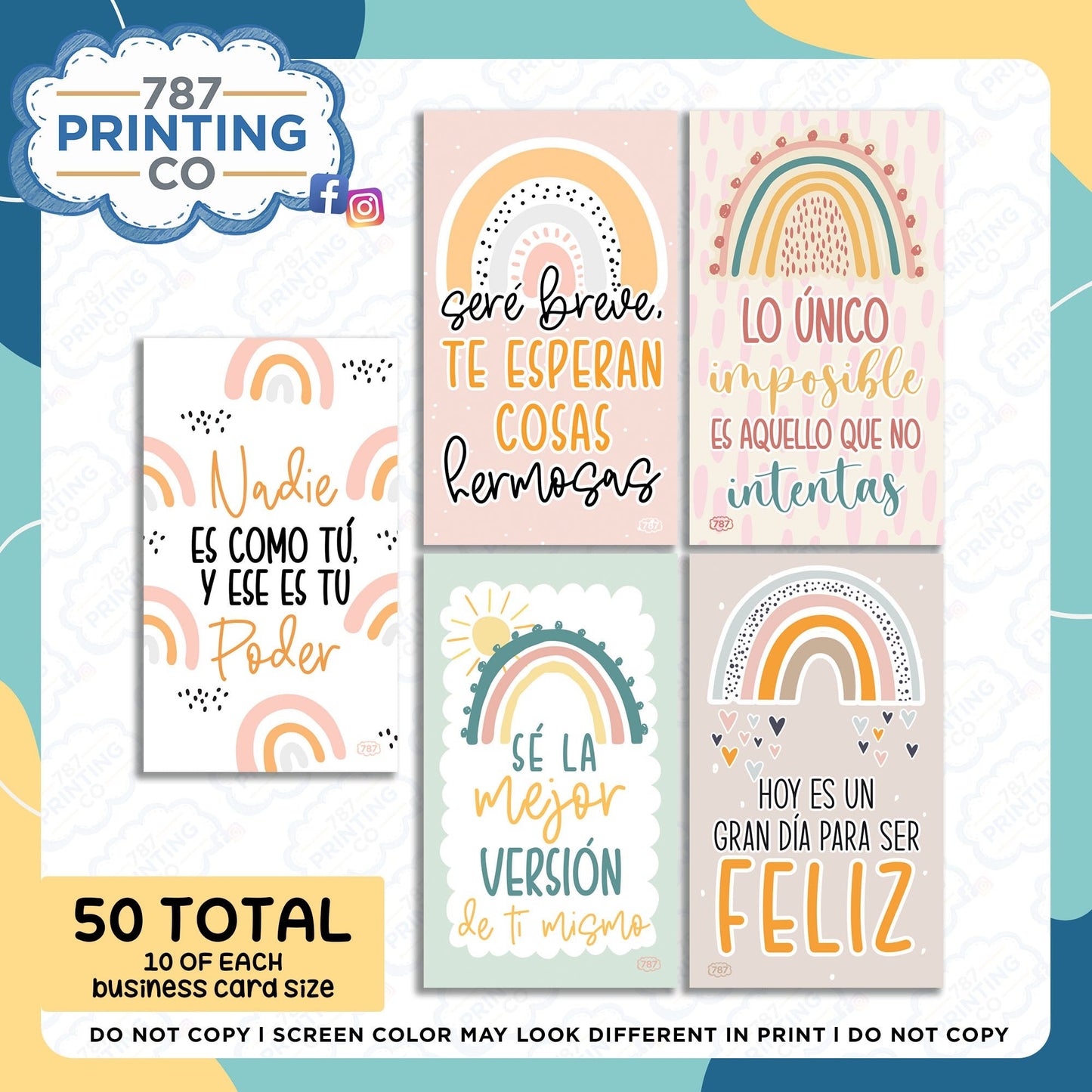 Set 2 - Rainbow Tarjetas Positivas - 787 Printing Co.