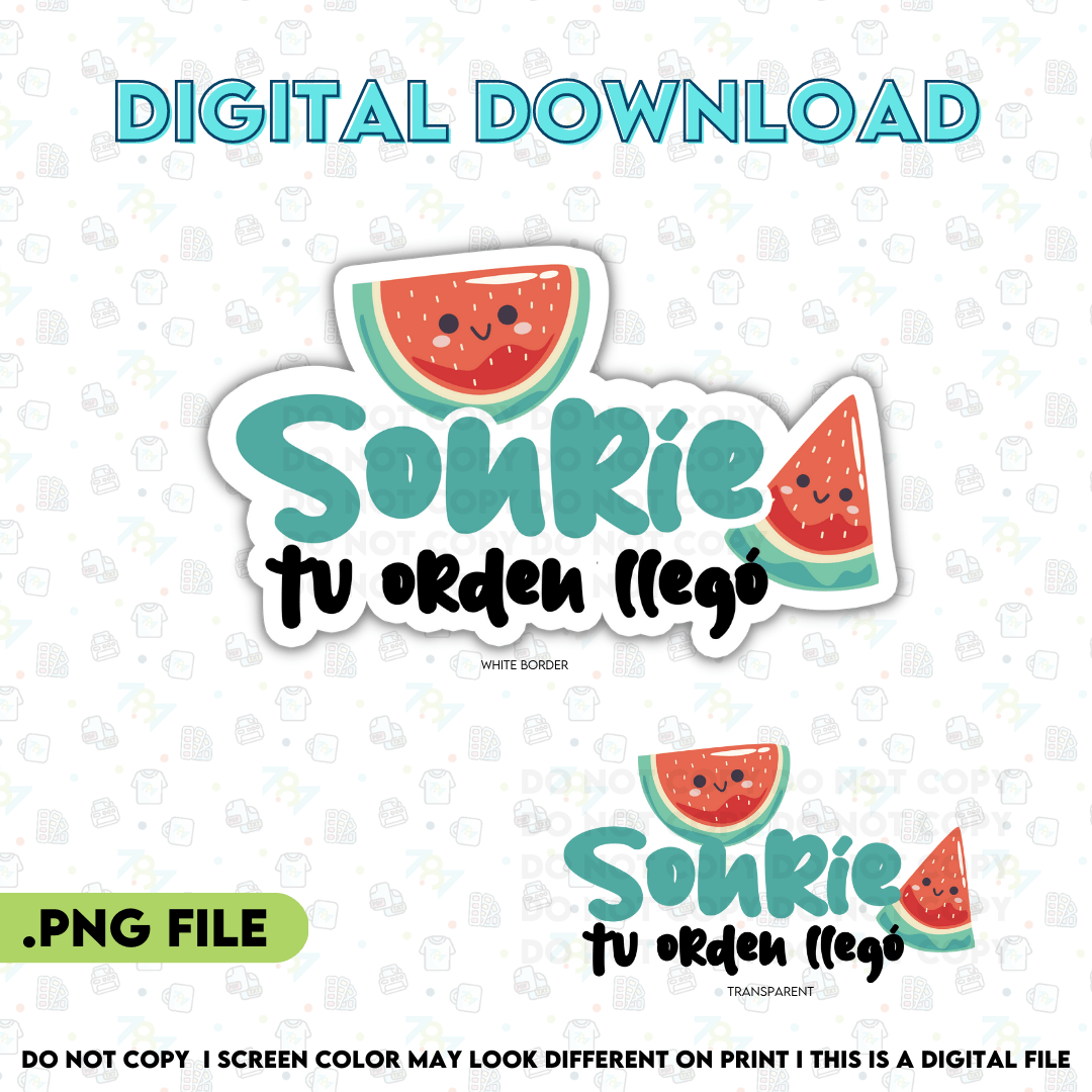 Sonrie Watermelon Sticker Design - PNG File - 787 Printing Co.